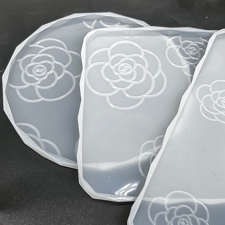 YS DIY Camellia Coaster Plaster Mold Silicone Base Rectangular Square Round Ornaments Making Mould Agate Cup Mats Bowl Mat Tools
