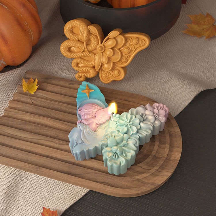 YS Unique Creative Butterfly Silicone Mold Skull Snake Flower Angel Shape Candles Cookies Chocolate Home Party Halloween Decor