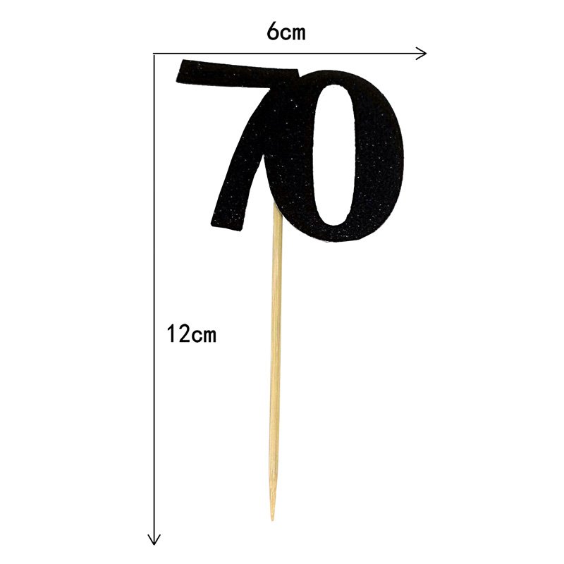 Bowknot 21st 30th 50th Adult Happy Birthday Cake Decoration Black Cupcake Pastry Gold Glitter Paper Number Birthday Cake Topper