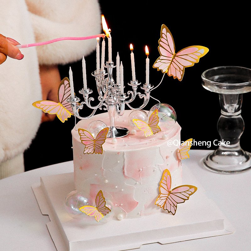 3D Butterfly Happy Birthday Party Background Foil Butterfly Cake Accessories Cake decoration baking supplies