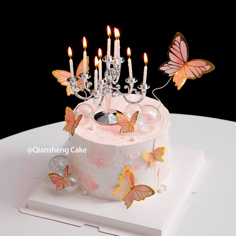3D Butterfly Happy Birthday Party Background Foil Butterfly Cake Accessories Cake decoration baking supplies
