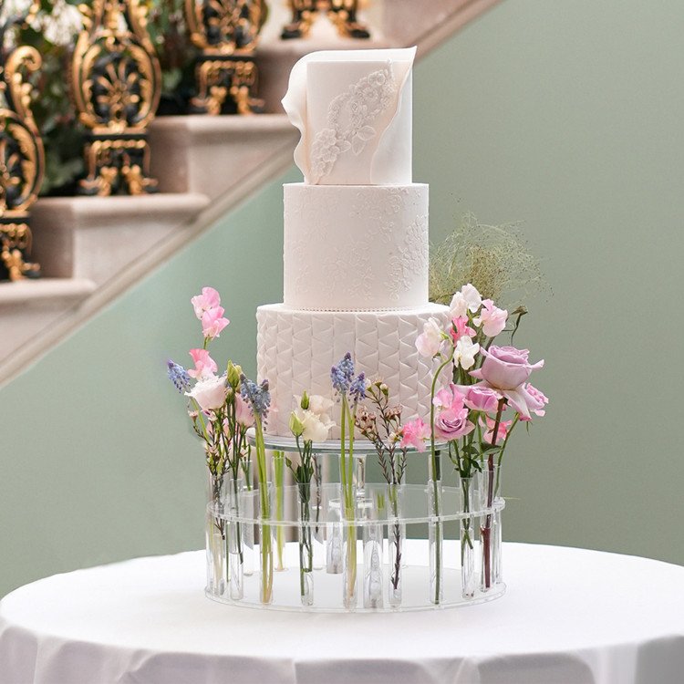 Gaojian New Wedding Party Centerpieces Acrylic Flower Cake Crown Cake Stand For Wedding Birthday Baby Shower Party Decorations