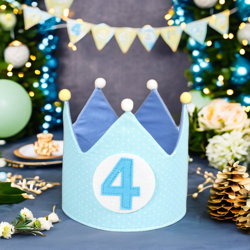 Hot Sale Adjustable Felt Crown Happy Birthday Party Favor for 1-8 Year Old Kids Balloon Cake Decor
