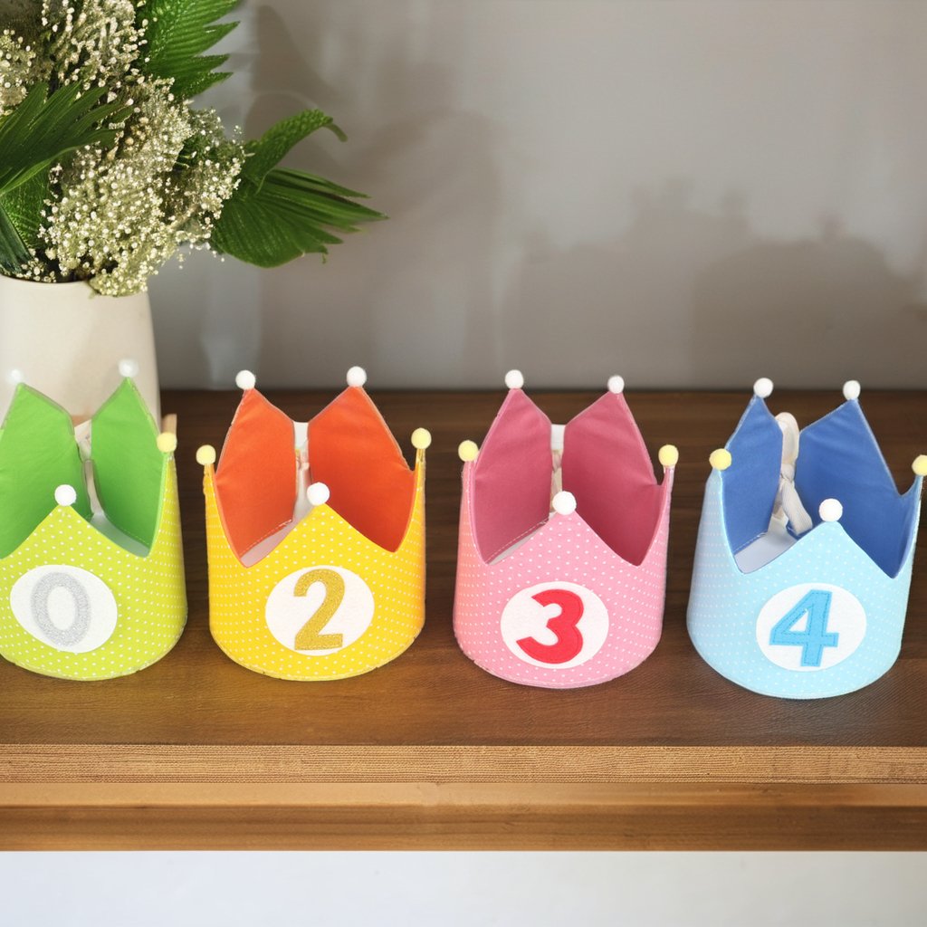 Hot Sale Adjustable Felt Crown Happy Birthday Party Favor for 1-8 Year Old Kids Balloon Cake Decor