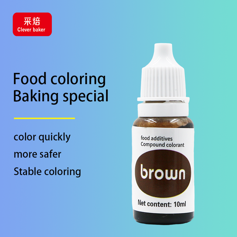 Halal Brown Edible Food Dye Hot Sale Liquid Colorant for Cake Coloring Bottle Packaging