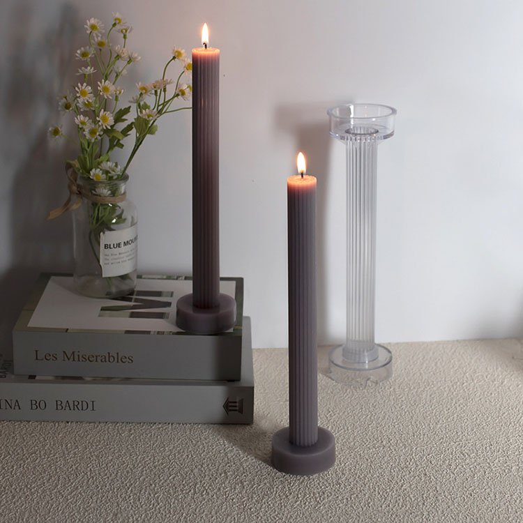YS Fine Tooth Candlestick Silicone Plastic Molds Home Desktop Decoration Casting Mould DIY Soy Wax Aromatherapy Candle Making