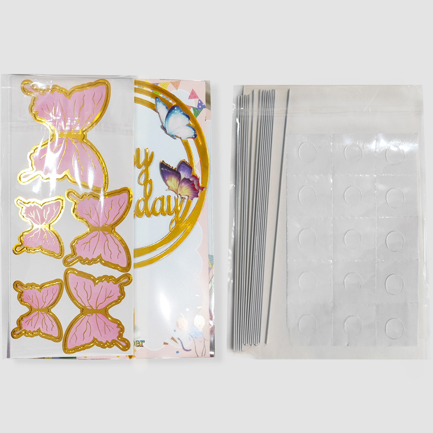 Pink Butterfly Set 16pcs Sset Cupcake Toppers Girl's Party Supplies For Baby Shower Cakes Party Decorating