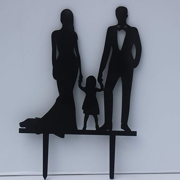 Customized Acrylic Anniversary Cake Topper Love Family Cake Topper Silhouette