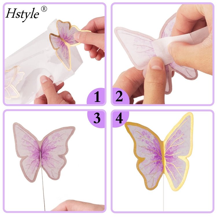 22Pcs Butterfly Cake Decorations With Happy Birthday Acrylic Cake Toppers for Baby Shower Wedding Birthday Party Decor PQ77