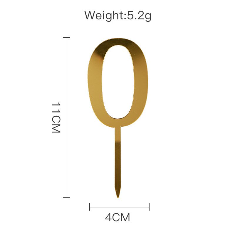 Hot sale 0-9 number gold acrylic happy birthday cake topper cake decoration suppliers for baby birthday party topper cake