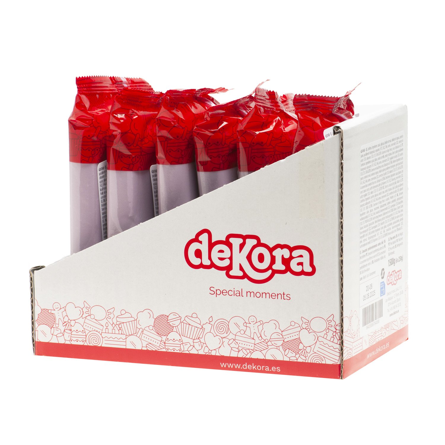 Dekora Brand Display Of 6 250G Edible Purple Sugar Paste Fondant Perfect For Cake Decorating