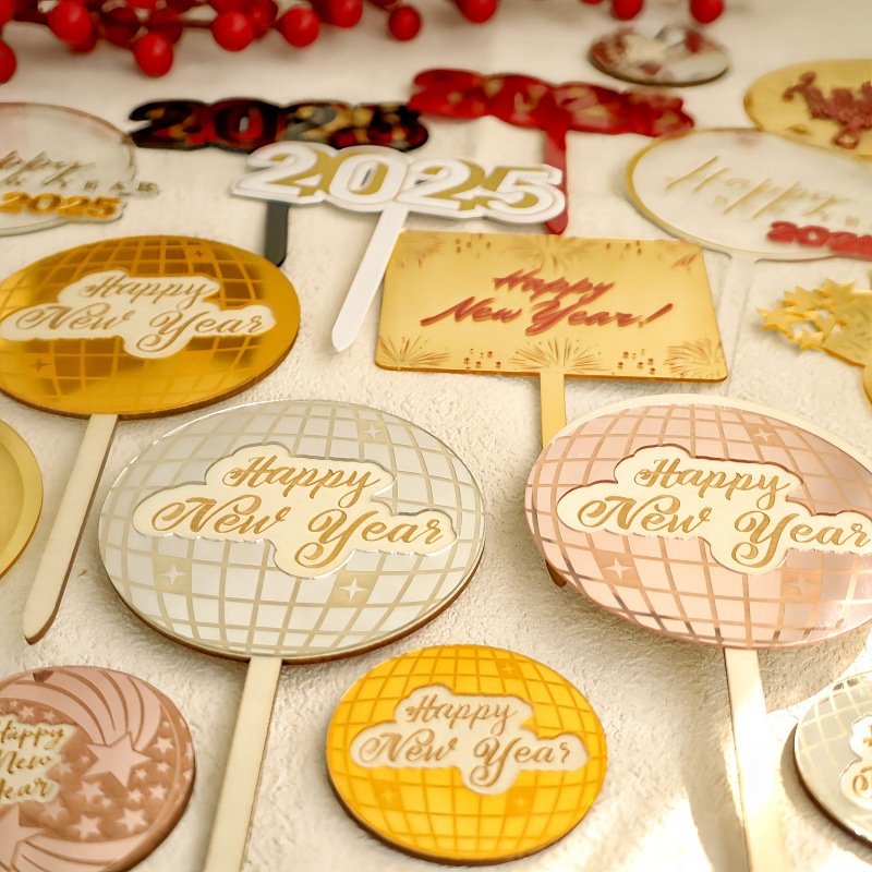 2025 Happy New Year acrylic cake topper New Year party cake decoration