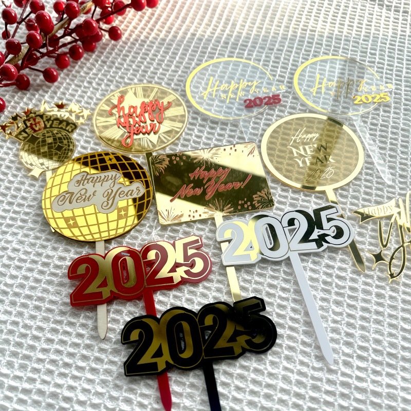 2025 Happy New Year acrylic cake topper New Year party cake decoration