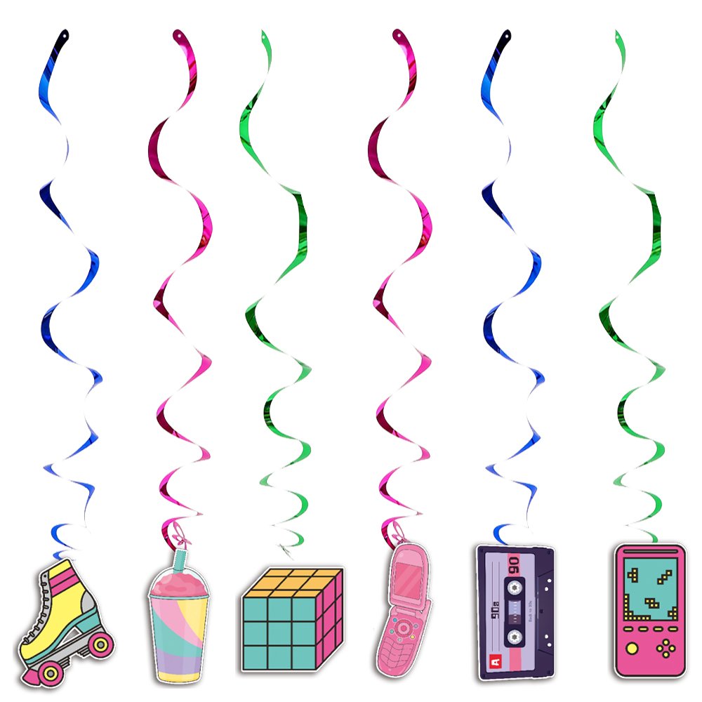 1990s Style Theme Birthday Party Decorations Party Balloons Flags Cupcake Toppers Cake Flag Baby Shower Disposable Tableware Set
