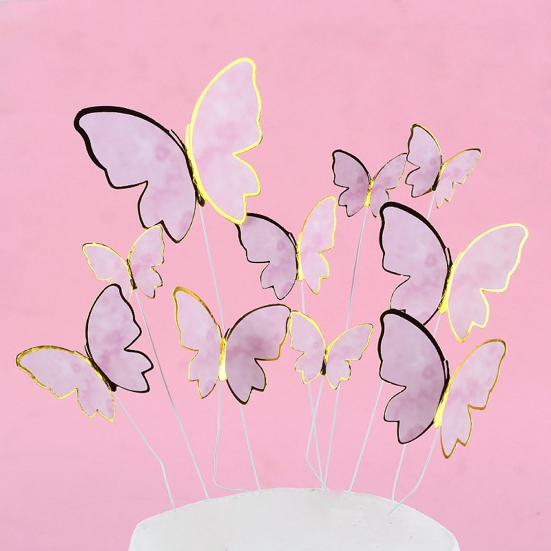 10pcs Ins Style Butterfly Acrylic Paper Cake Topper For Cake Decoration Baking Supplies