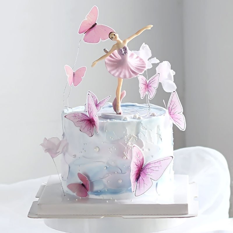 10pcs Ins Style Butterfly Acrylic Paper Cake Topper For Cake Decoration Baking Supplies