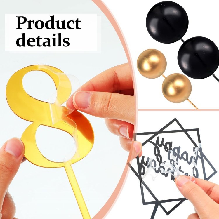 Acrylic Happy Birthday Cupcake Picks Number 0-9 Toothpicks Ball Shaped Insert Toppers for Holiday Halloween Party Favors