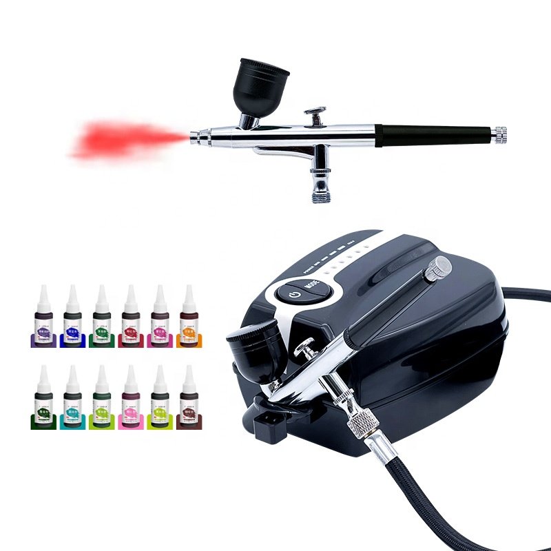 Complete Cake Decorating Airbrush Kit with a Full Selection of Airbrush Food Colors Stencil