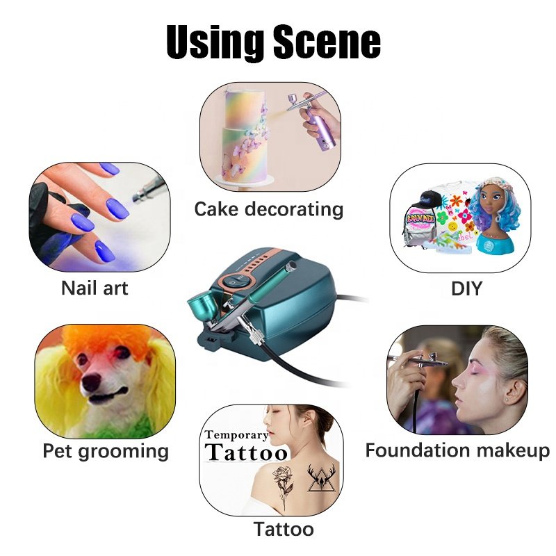 Complete Cake Decorating Airbrush Kit with a Full Selection of Airbrush Food Colors Stencil