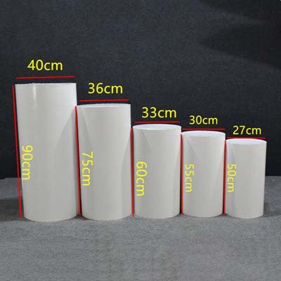 PVC Set of 5 Plinth Iron Ripple Style White Cylinder Plinths Display Stand Dessert Table Stand For Wedding Party Decoration