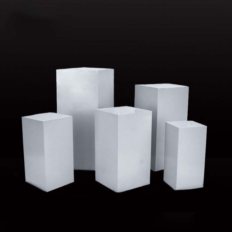 PVC Set of 5 Plinth Iron Ripple Style White Cylinder Plinths Display Stand Dessert Table Stand For Wedding Party Decoration