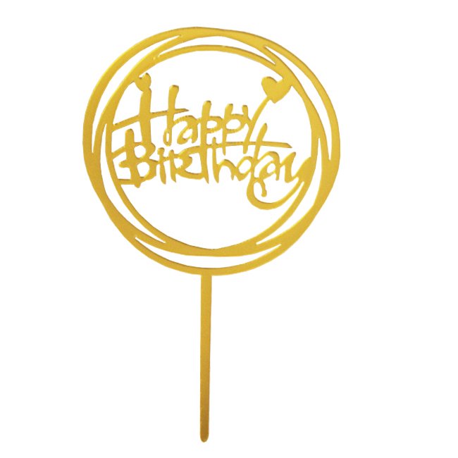 Metallic happy birthday party decoration , cheap acrylic cake topper wholesale