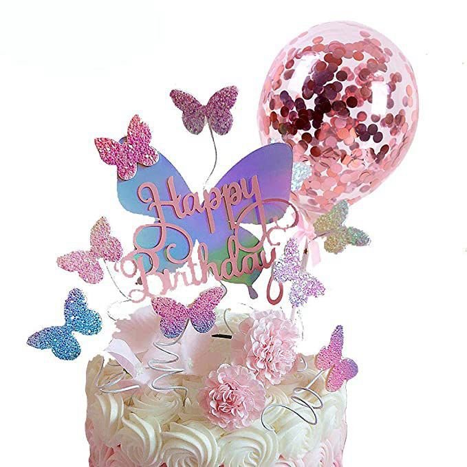 Cake Topper for Cake Decoration Baking Supplies 10pcs Ins Style Butterfly Paper Easter Decoration New Year Cake Box 10 Set