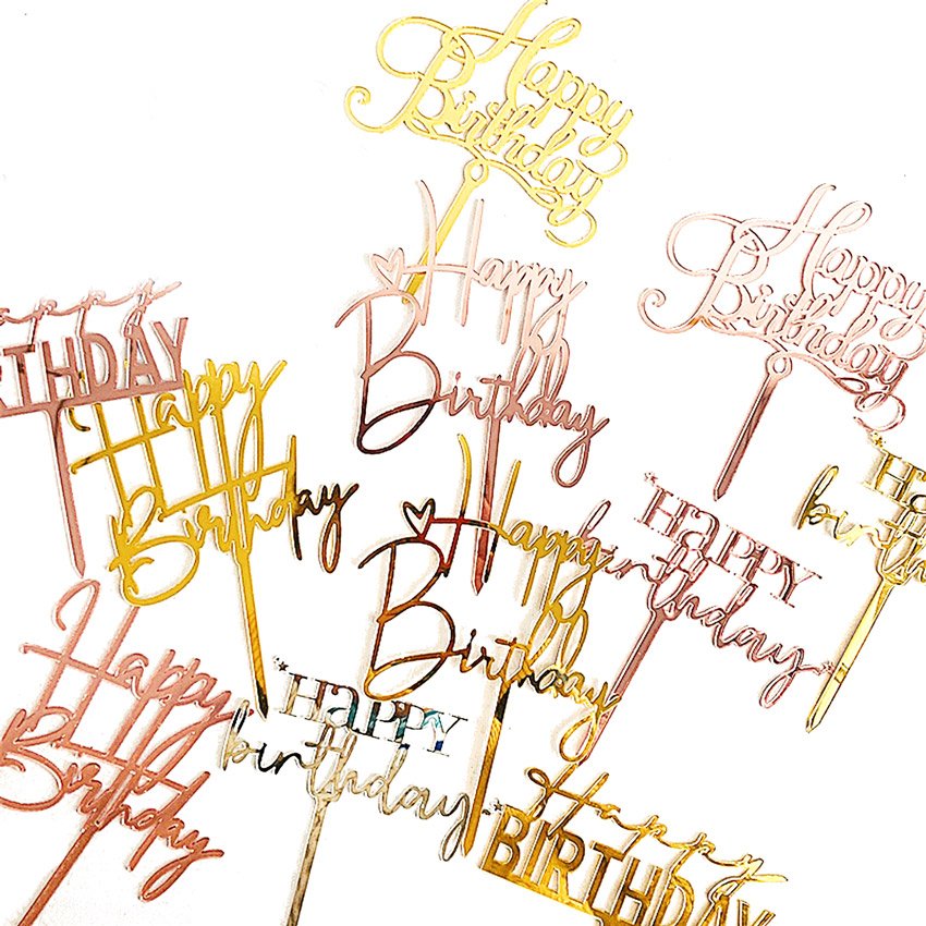 Happy birthday cake toppers acrylic cake decoration party supplies for children or adults