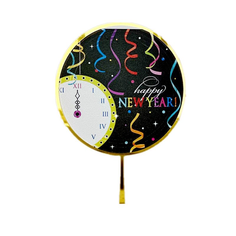 Color printing new year acrylic cake plate happy new year decorative cake plug-in wholesale cake topper acrylic