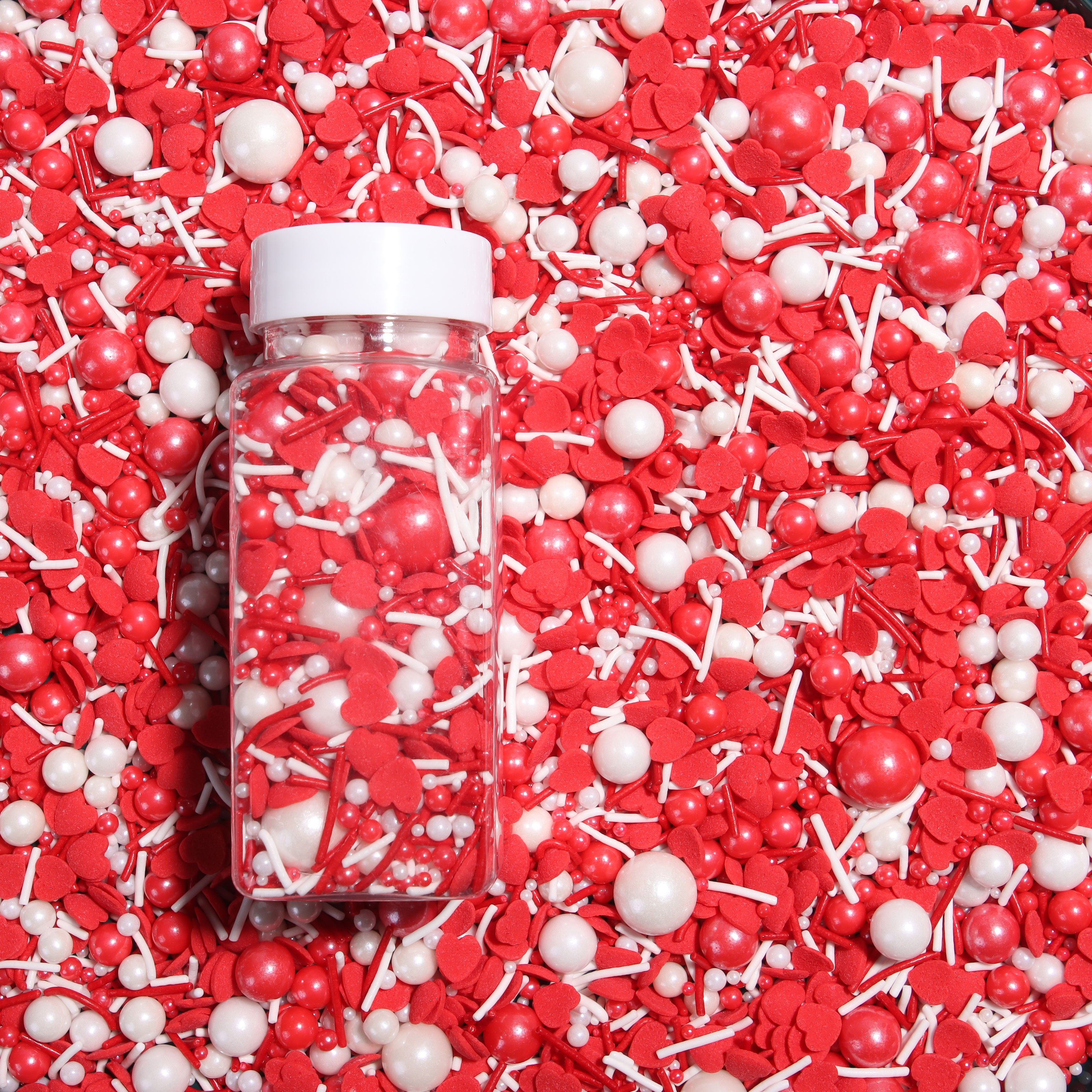 Lovebakery Edible Sugar Pearls Cake Decorating Supplies Heart Confett Cake Sprinkles Edible Decoration for Valentine Cake Decor