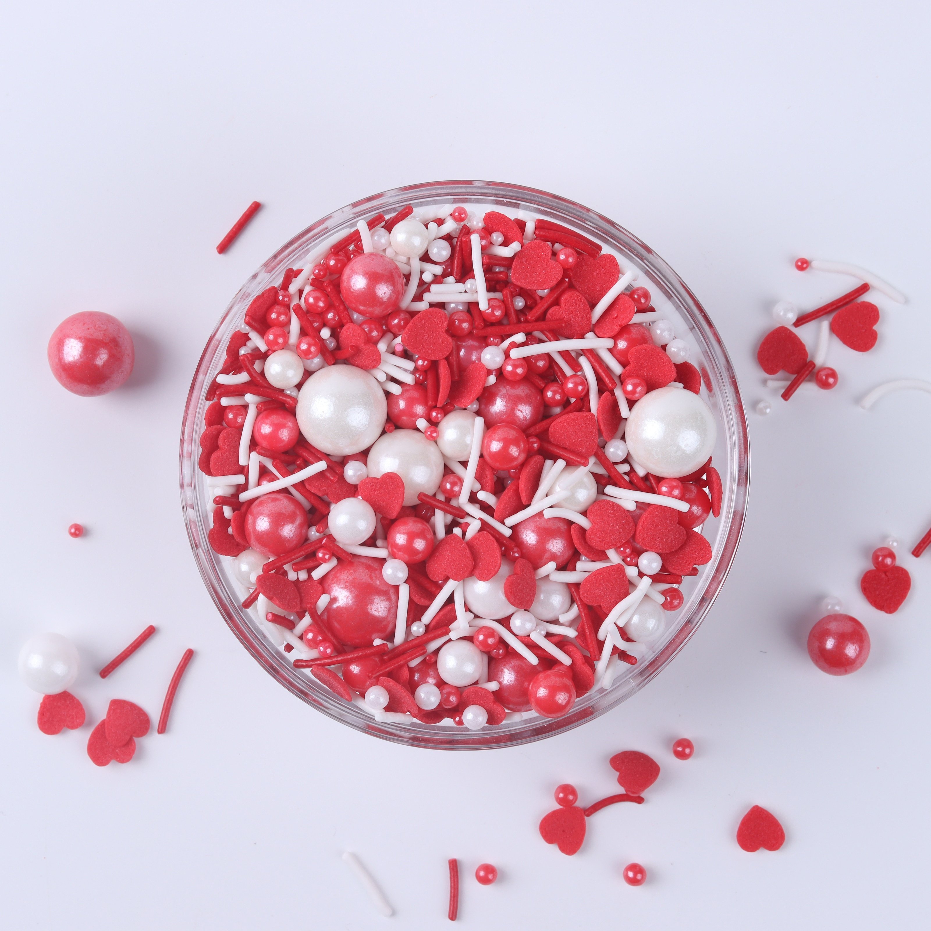 Lovebakery Edible Sugar Pearls Cake Decorating Supplies Heart Confett Cake Sprinkles Edible Decoration for Valentine Cake Decor