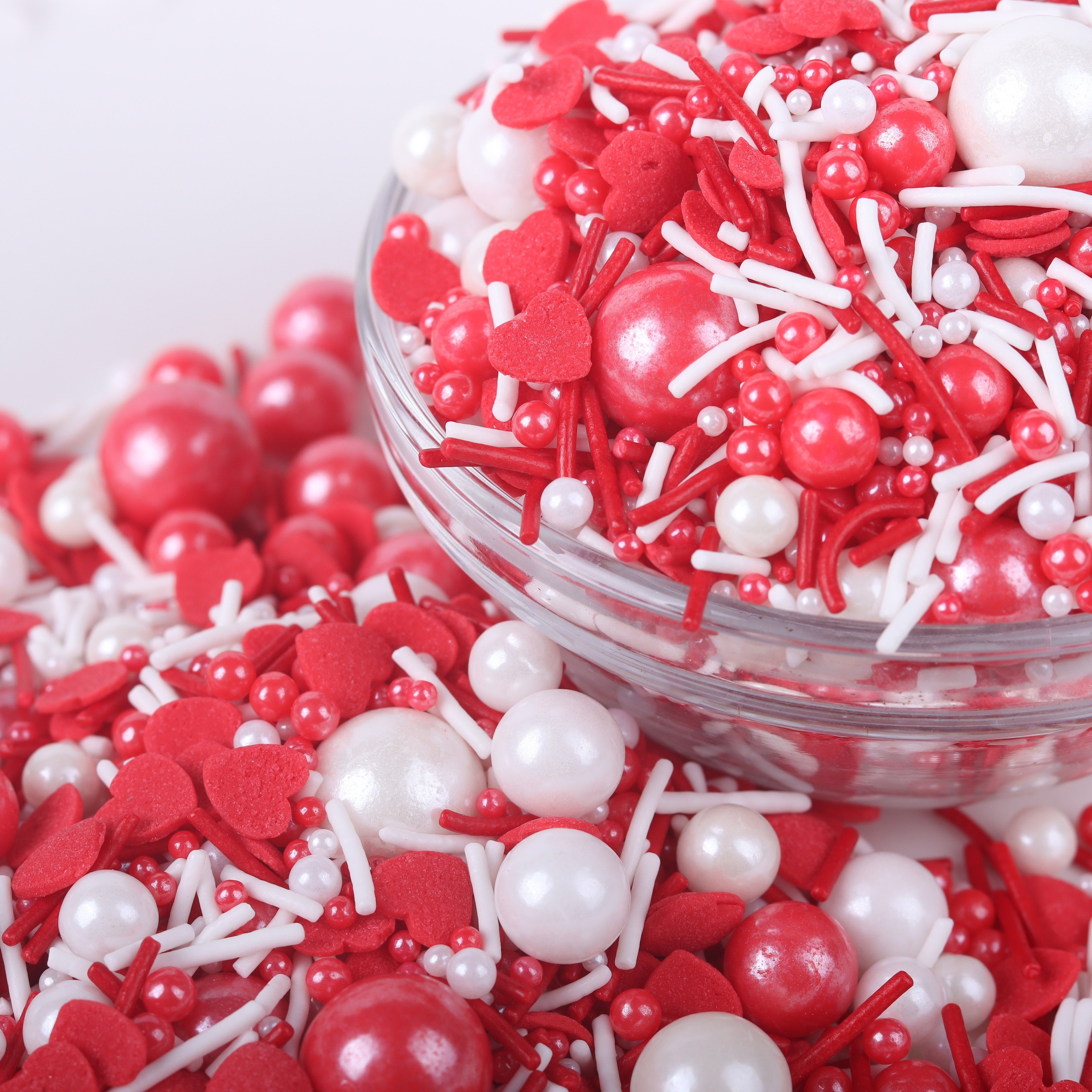 Lovebakery Edible Sugar Pearls Cake Decorating Supplies Heart Confett Cake Sprinkles Edible Decoration for Valentine Cake Decor