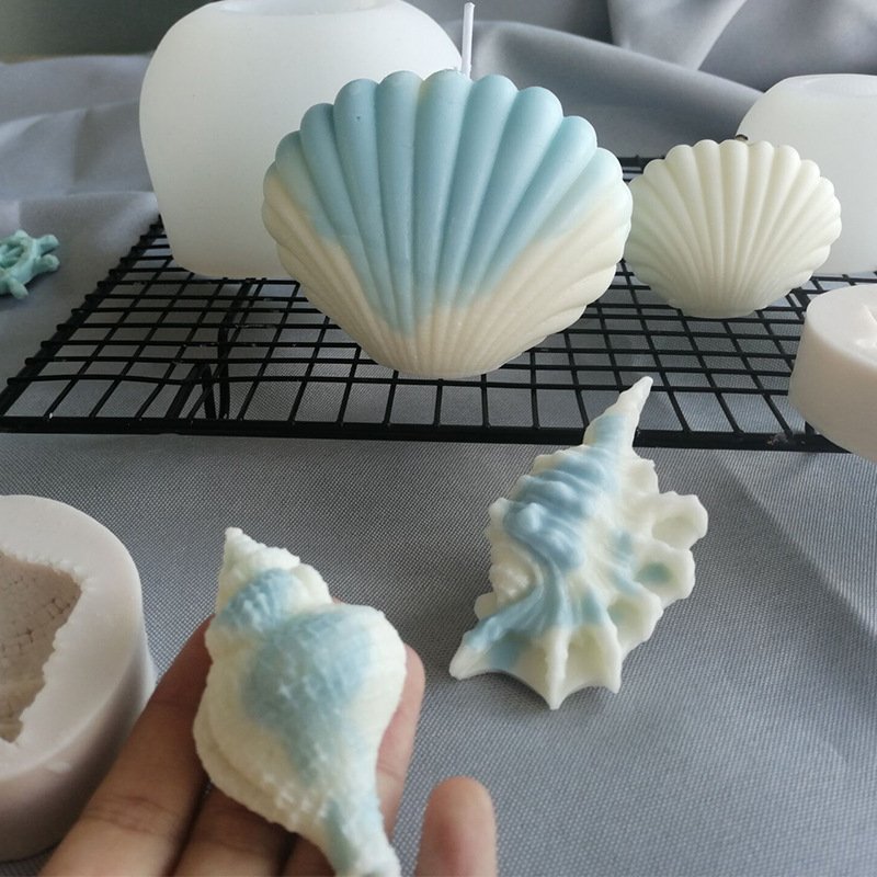 DIY Ocean Series Silicone Candle Mold Conch Shell Candle Making Plaster Soap Resin Mold cake Decorative gift Craft Supplies