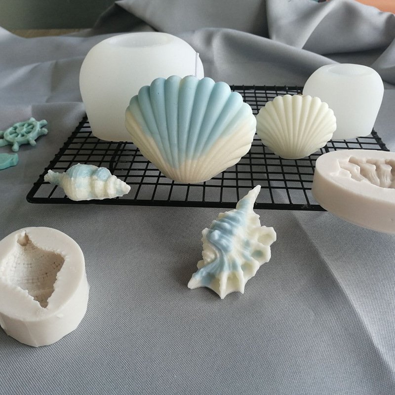 DIY Ocean Series Silicone Candle Mold Conch Shell Candle Making Plaster Soap Resin Mold cake Decorative gift Craft Supplies
