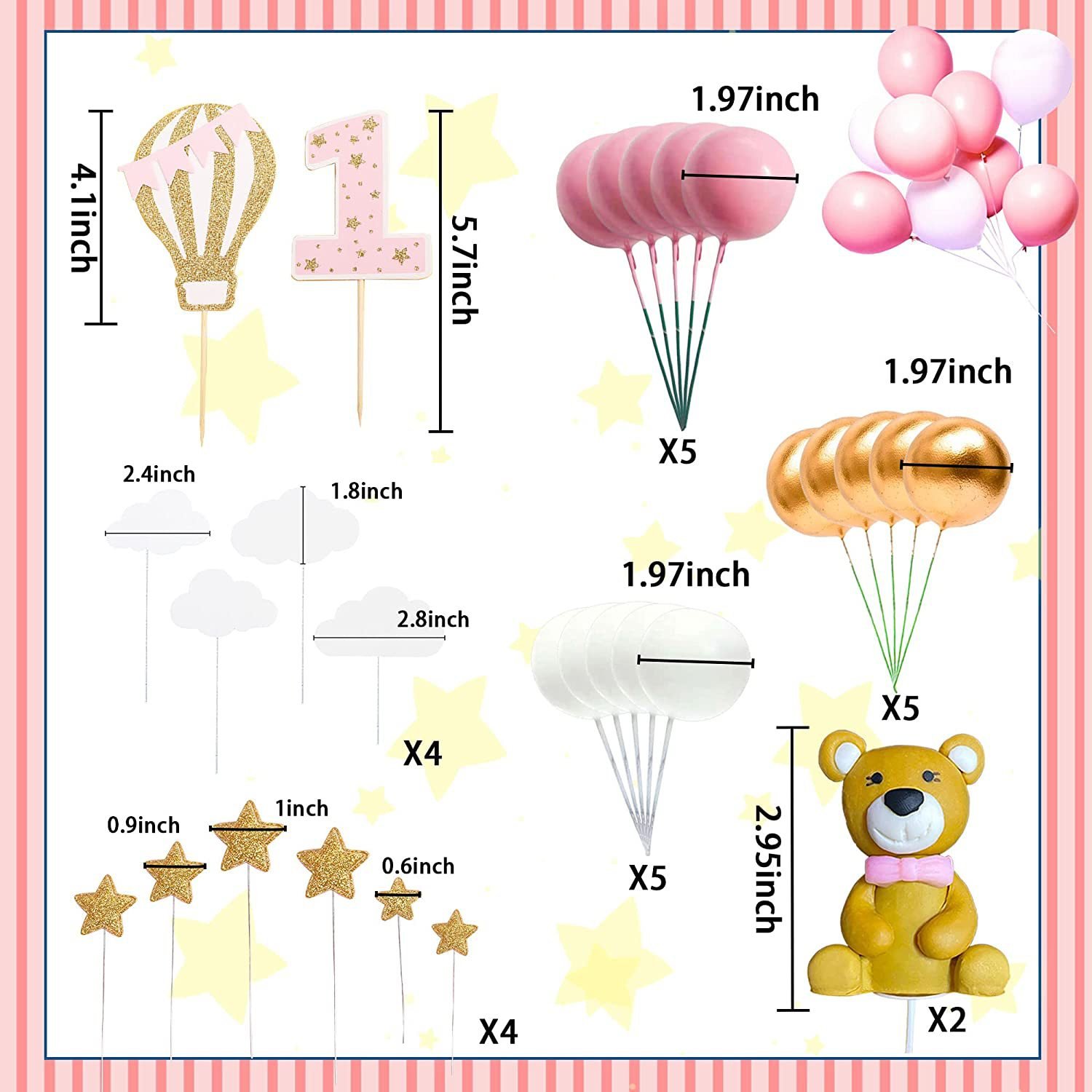 Blue theme birthday party cake decoration supplies 46pcs cupcake topper ball cake topper