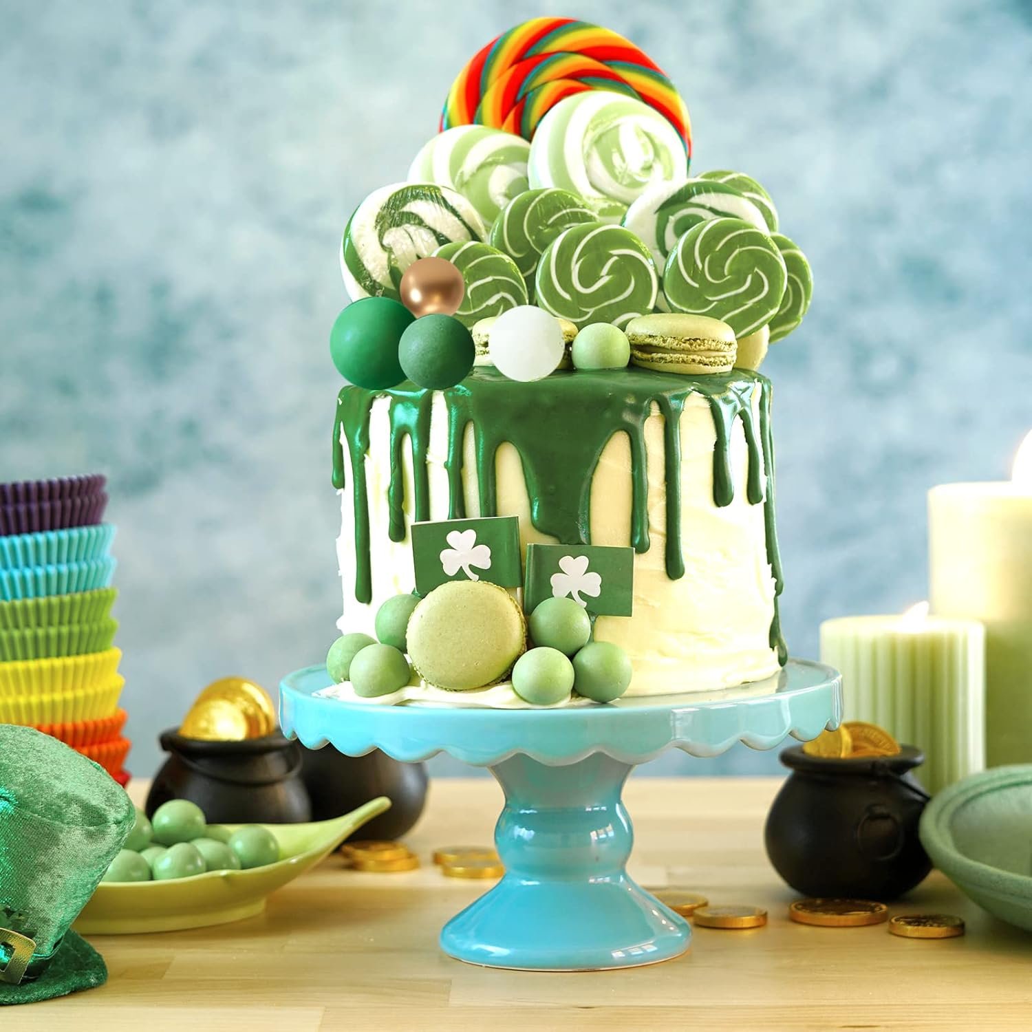 32Pcs Green Gold Vintage Ball CakeTopper Decorations Mini Balloons Cake Topper Sticks Foam Balls Cake Picks Cake Topper Balls