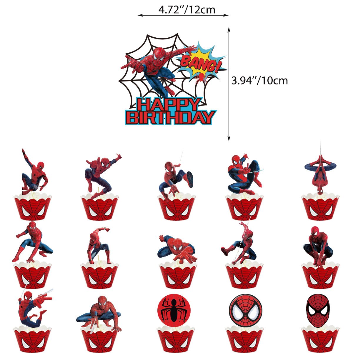 Wholesale Cartoon Spiderman Theme Superhero Flag Banner Balloon Cake Topper Decoration Set Children's Birthday Party Supplies