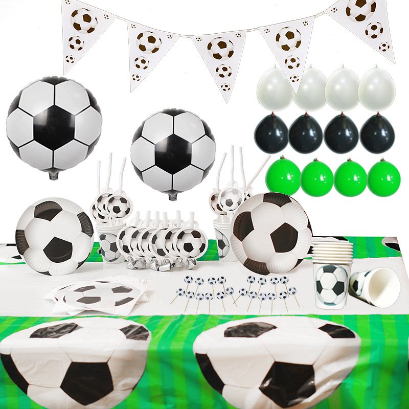 Football Theme Party Tableware Plates Napkins Flag Birthday Kids Favors Cartoon Cups Gift Bag Baby Shower Party Supplies Decor