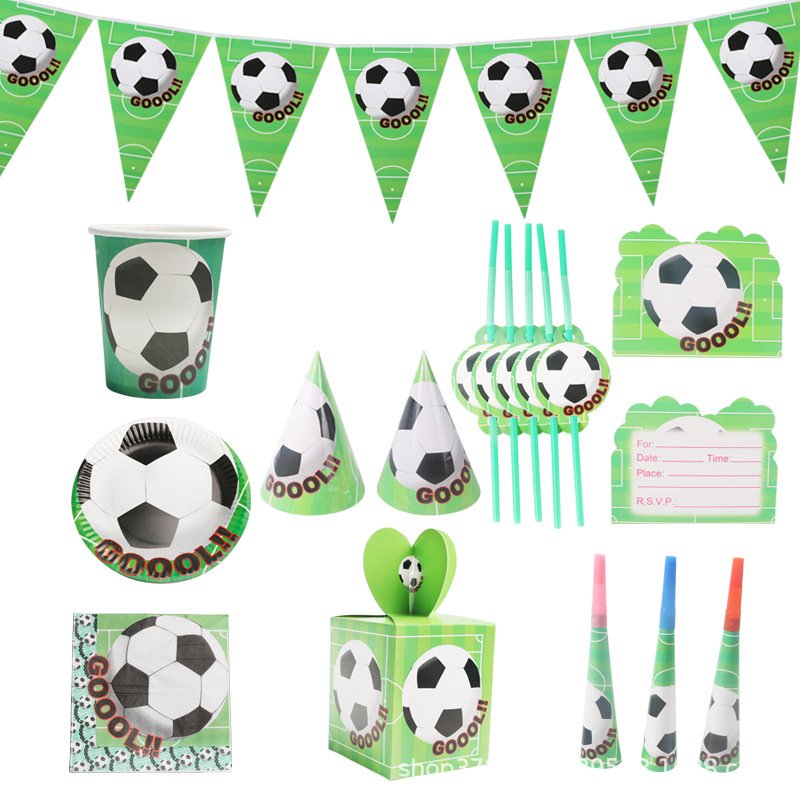 Football Theme Party Tableware Plates Napkins Flag Birthday Kids Favors Cartoon Cups Gift Bag Baby Shower Party Supplies Decor