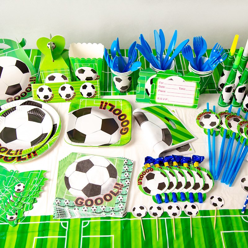 Football Theme Party Tableware Plates Napkins Flag Birthday Kids Favors Cartoon Cups Gift Bag Baby Shower Party Supplies Decor