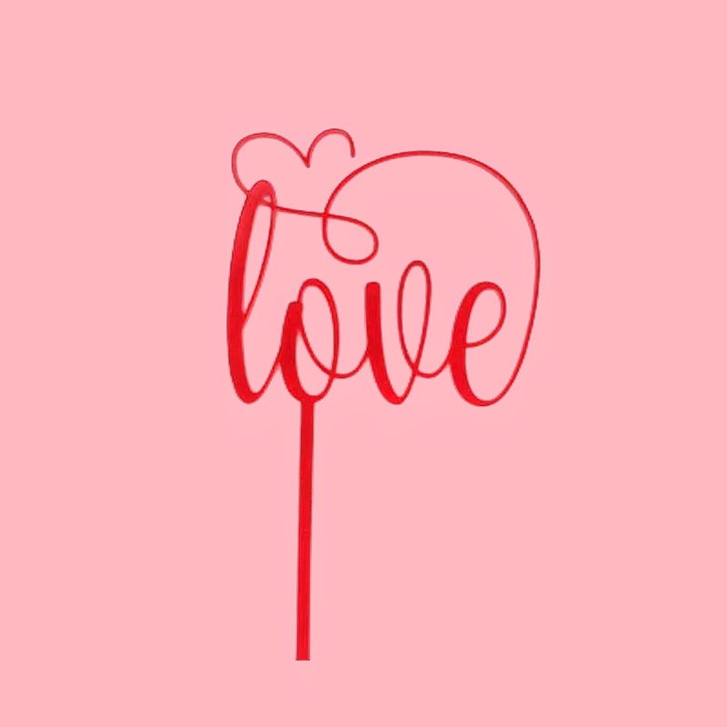 New Design wedding Cake Topper For Wedding Party and Valentines Day Red Color With Heart Happy Valentines Day Cake Topper