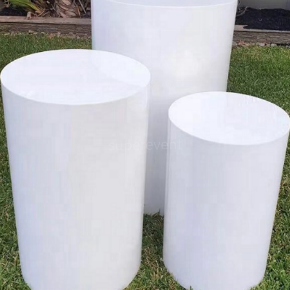 5 Pcs pedestal round pillar Cylinder Metal Round Cylinder Pedestal dessert cake Display Silver Mirror Plinths Stand For Wedding