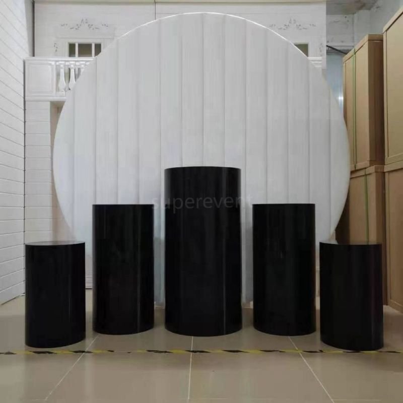 5 Pcs pedestal round pillar Cylinder Metal Round Cylinder Pedestal dessert cake Display Silver Mirror Plinths Stand For Wedding
