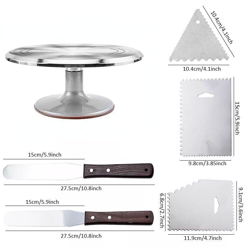 Custom Rotating Cake Stand Cake Decorating Kit Metal Cake Tools With Turntable Pastry Nozzles Tools Accessories Baking Supplies
