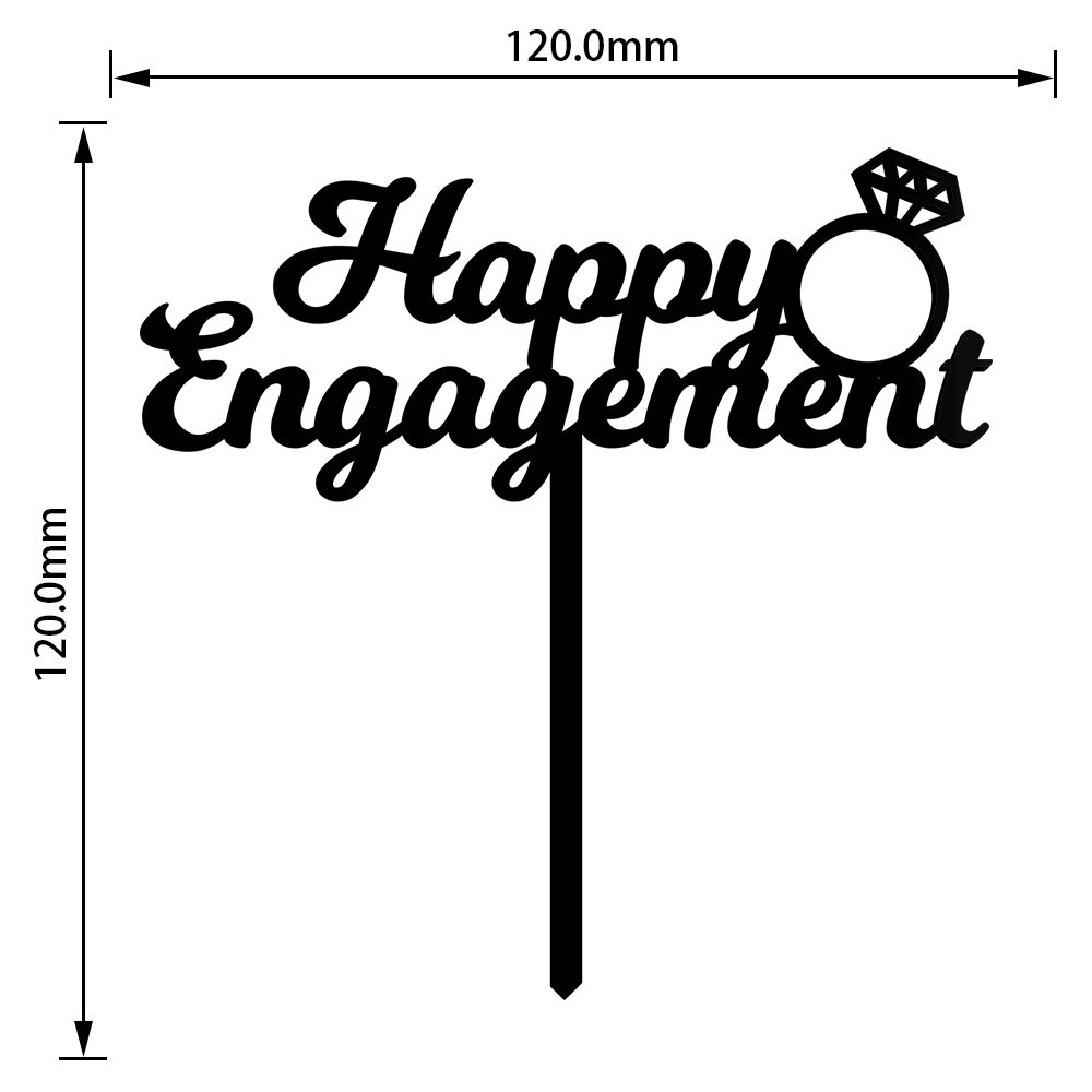 Wholesale Gold Happy Engagement Cake Topper With Diamond For Wedding Bridal Shower Party Decorations