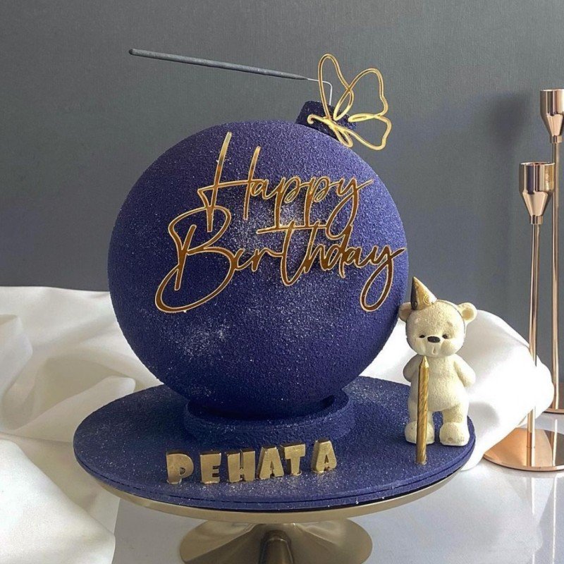 Happy birthday party decorations acrylic gold sliver happy Birthday cake topper party decorations Butterfly cake topper