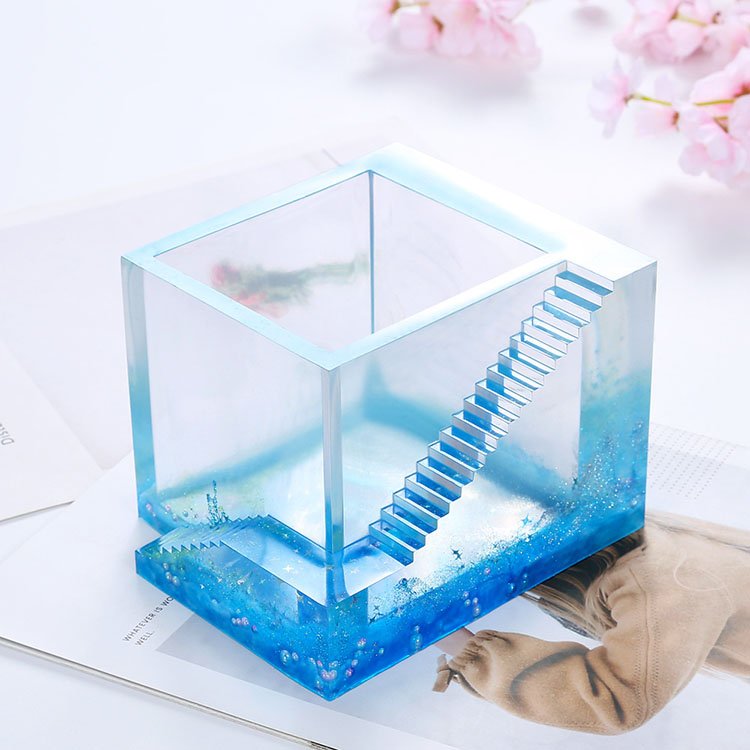 YS DIY Big Trapezium Plant Pot Mold Silicone Cube Cylinder Planter Storage Box Silicone Flower Pot Pen Holder Candle Mould Tools