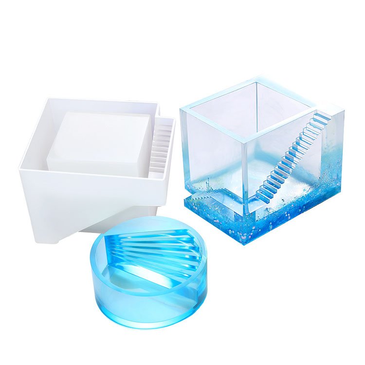 YS DIY Big Trapezium Plant Pot Mold Silicone Cube Cylinder Planter Storage Box Silicone Flower Pot Pen Holder Candle Mould Tools