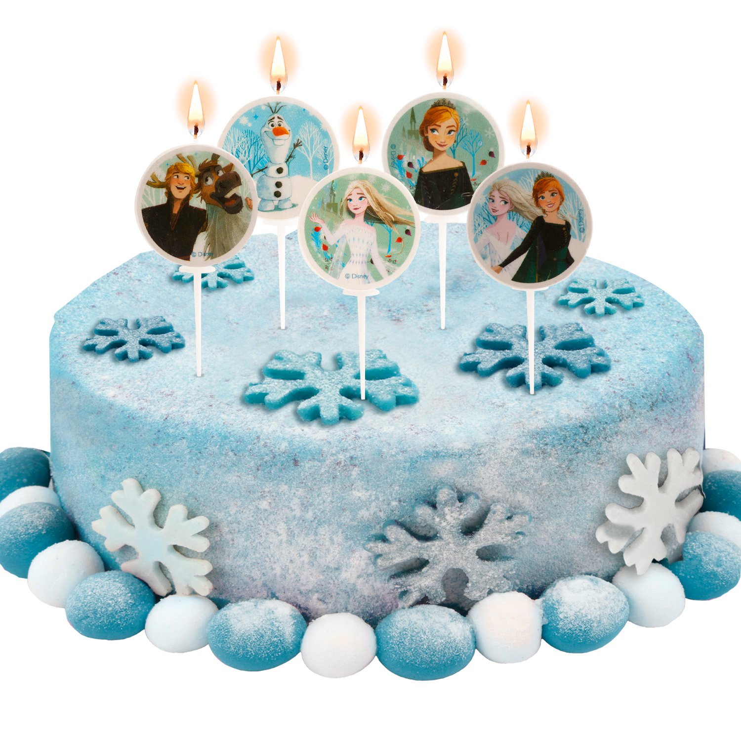 Dekora Brand Baking Supplies Cake Decorating Topper Display 12 Blister Frozne Happy Birthday Candles 3Cm Set For Celebrations