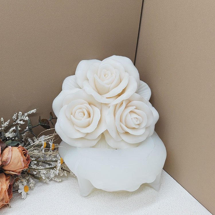YS Large Rose Combination Silicone Candle Molds Gypsum Ornaments Home Decorations Casting Mould DIY Aromatherapy Candle Making